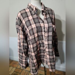 Dream Plaid Flannel Button Up Shirt XL